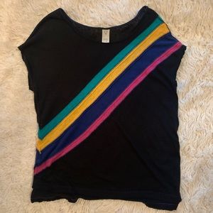 boho free people black shirt colored stripes